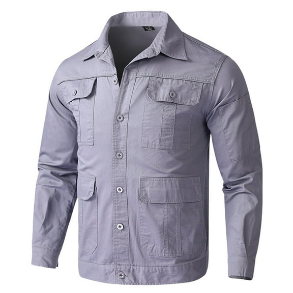 Youthup Men's Durable Twill Cotton Work Shirt, Breathable Summer Shirt with Multiple Pockets, Anti-Wrinkle & Moisture-Wicking Daily Wear