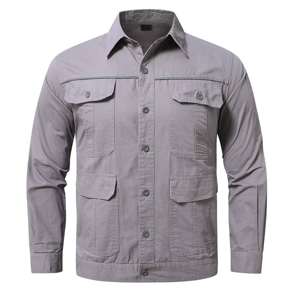 Youthup Men's Durable Twill Cotton Work Shirt, Breathable Summer Shirt with Multiple Pockets, Anti-Wrinkle & Moisture-Wicking Daily Wear