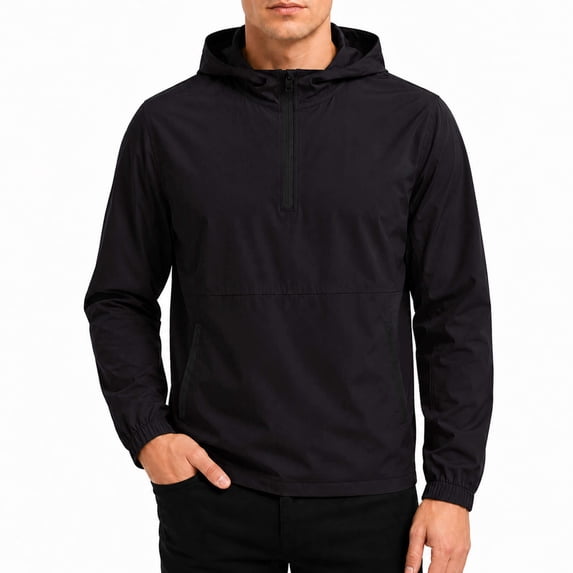 Youthup Men's Half-Zip Hooded Quick-Dry Wind-Resistant Nylon Blend Jacket for Outdoor Training & Urban Sports (24-35 Years, Spring/Fall)