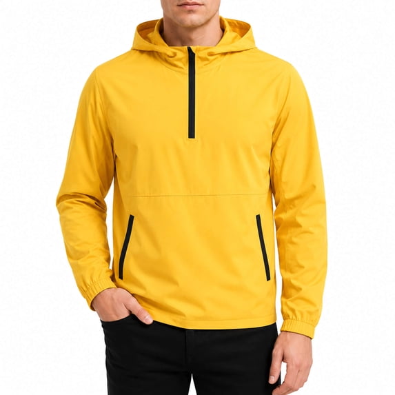 Youthup Men's Half-Zip Hooded Quick-Dry Wind-Resistant Nylon Blend Jacket for Outdoor Training & Urban Sports (24-35 Years, Spring/Fall)