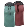 thumbnail image 1 of Youthup Men's Hooded Sleeveless Tank Tops 2-Pack - Quick-Dry Workout Shirts with Reflective Strips, Summer Athletic Tops, 1 of 17