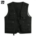 thumbnail image 1 of Youthup Men's Lightweight V-Neck Utility Vest with 13 Pockets - Zippered Casual Sleeveless Jacket for Outdoor Sports, Travel, Hiking (Polyester, Seasonless Layering), 1 of 15
