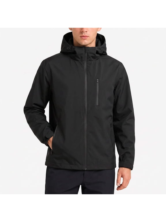 Men's Packable Hooded Long Coat - 3D Tailored Loose Fit Outdoor Commuter Jacket with Multiple Pockets