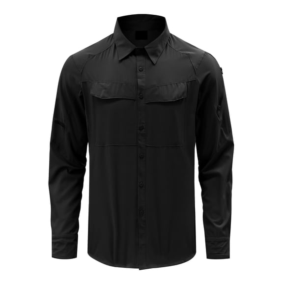 Youthup Men's Quick-Dry Long Sleeve Button-Down Shirt - Moisture Wicking Outdoor Hiking Fishing Shirt with Multiple Pockets