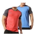 thumbnail image 1 of Youthup Men's Crew Neck Color-Block Quick Dry Athletic Short Sleeve T-Shirts 2-Pack, Stretch Breathable Moisture-Wicking, 1 of 11