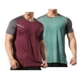 thumbnail image 1 of Youthup Men's Crew Neck Color-Block Quick Dry Athletic Short Sleeve T-Shirts 2-Pack, Stretch Breathable Moisture-Wicking, 1 of 17