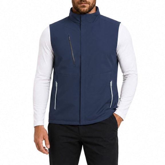 Youthup Men's Quilted Vest with Stand Collar - Wind-Resistant Thickened Sleeveless Jacket for Business Casual & Commuting