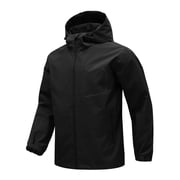 Youthup Mens Reflective Hooded Long Coat - 3D Tailored Loose Fit Outdoor Commuter Jacket with Multiple Pockets