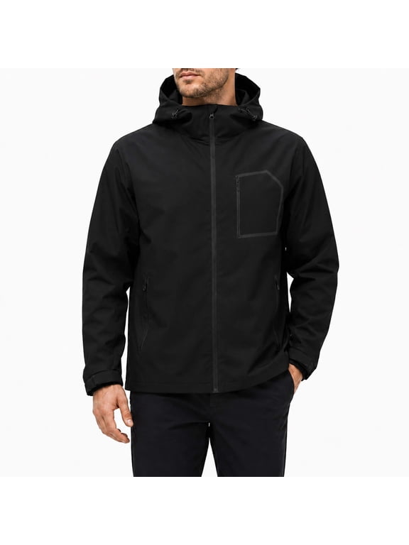 Men's Reflective Hooded Long Coat - 3D Tailored Loose Fit Outdoor Commuter Jacket with Multiple Pockets