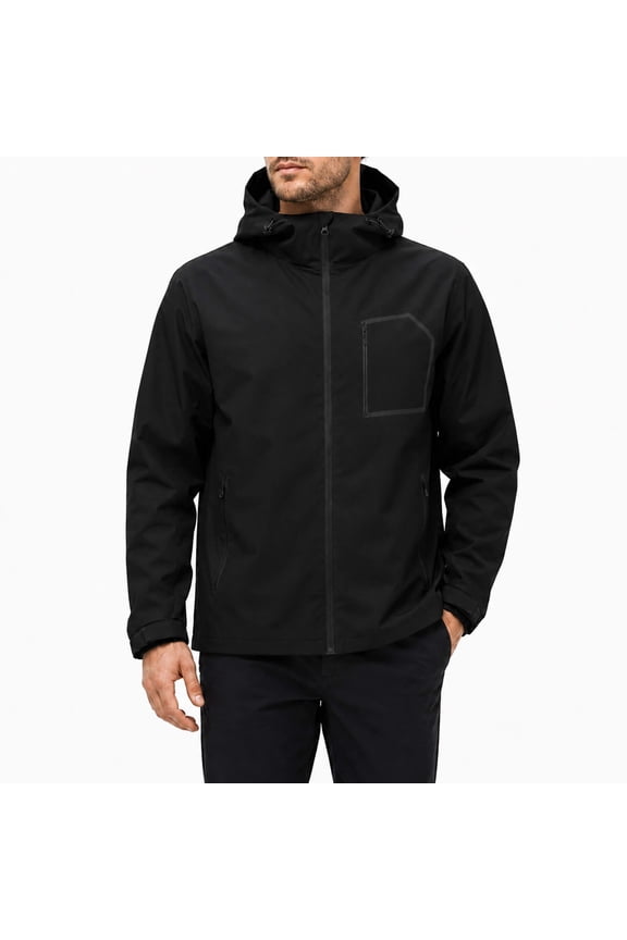 Men's Reflective Hooded Long Coat - 3D Tailored Loose Fit Outdoor Commuter Jacket with Multiple Pockets