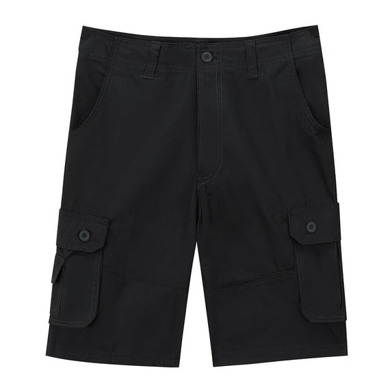 Youthup Men's Relaxed Fit Solid Color Utility Cargo Shorts, 100% Cotton Workwear Shorts with 6 Pockets, Wrinkle-Free & Zip Fly for Summer Outdoor