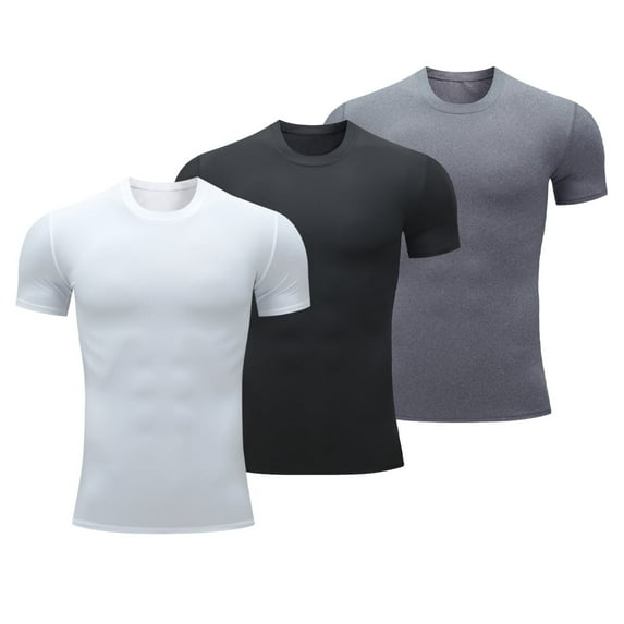 Youthup Men's Slim Fit Moisture-Wicking Quick-Dry Stretch T-Shirt 3-Pack, 100% Polyester High-Elastic Gym Shirt for Workout & Casual