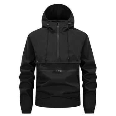 Youthup Men's Solid Color Breathable Hooded Jacket - Loose Fit Zip-Up Casual Outerwear