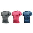 thumbnail image 1 of Youthup Men's Solid Color Round Neck Tight-Fitting Quick-Dry Short Sleeve T-Shirt(3-piece set), 1 of 12
