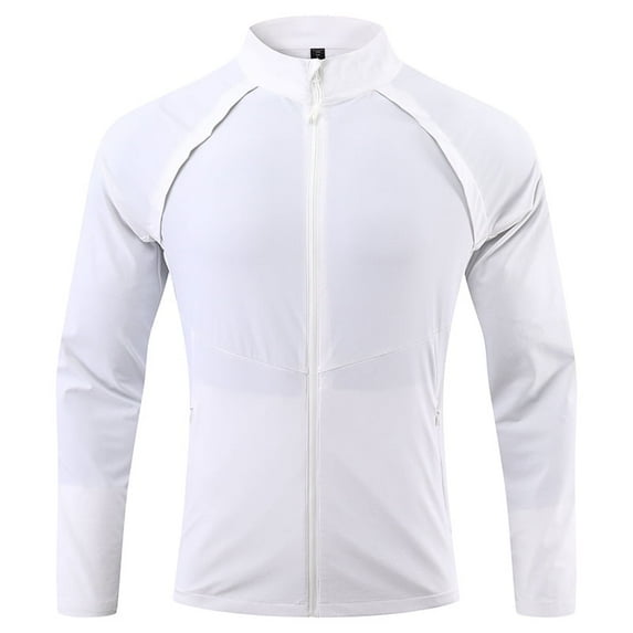 Youthup Men's Stand Collar Summer Jacket - Quick Dry Breathable Long Sleeve Casual Outerwear with Two Pockets