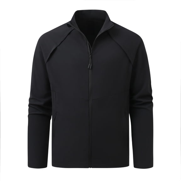 Youthup Men's Stand Collar Summer Jacket - Quick Dry Breathable Long Sleeve Casual Outerwear with Two Pockets