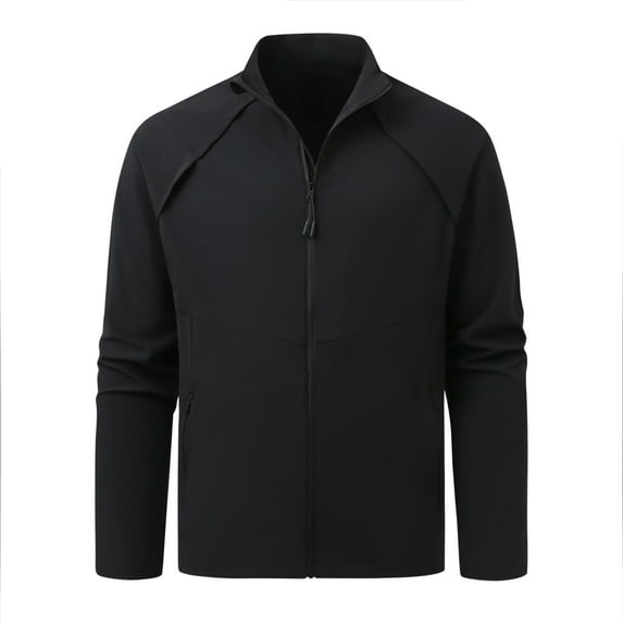 Youthup Men's Stand Collar Summer Jacket - Quick Dry Breathable Long Sleeve Casual Outerwear with Two Pockets