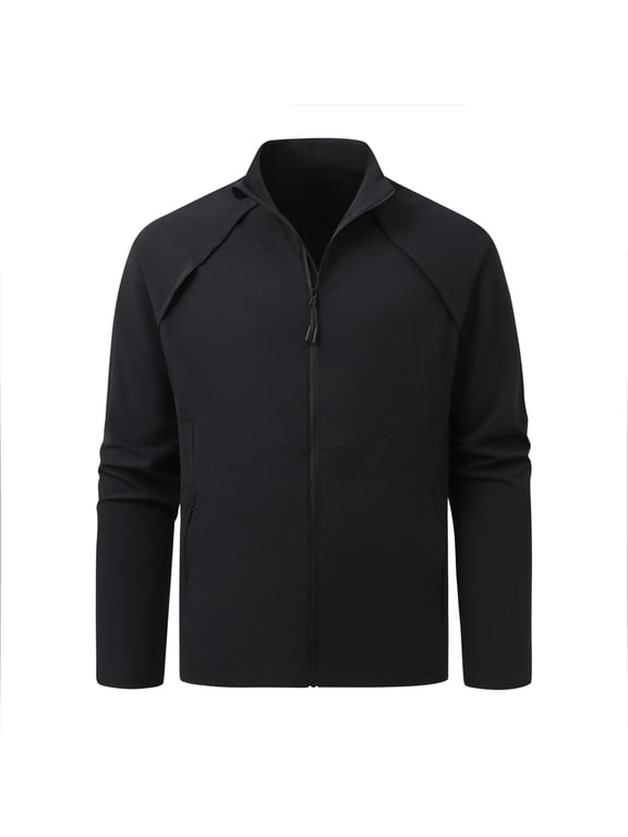 Men's Stand Collar Summer Jacket - Quick Dry Breathable Long Sleeve Casual Outerwear with Two Pockets