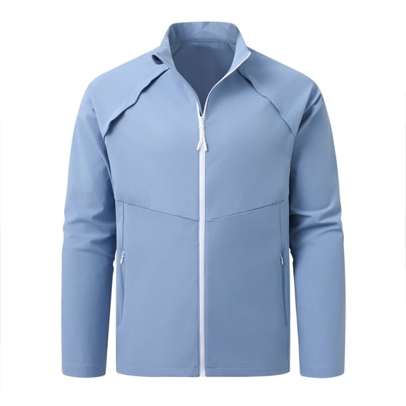 Youthup Men's Stand Collar Summer Jacket - Quick Dry Breathable Long Sleeve Casual Outerwear with Two Pockets
