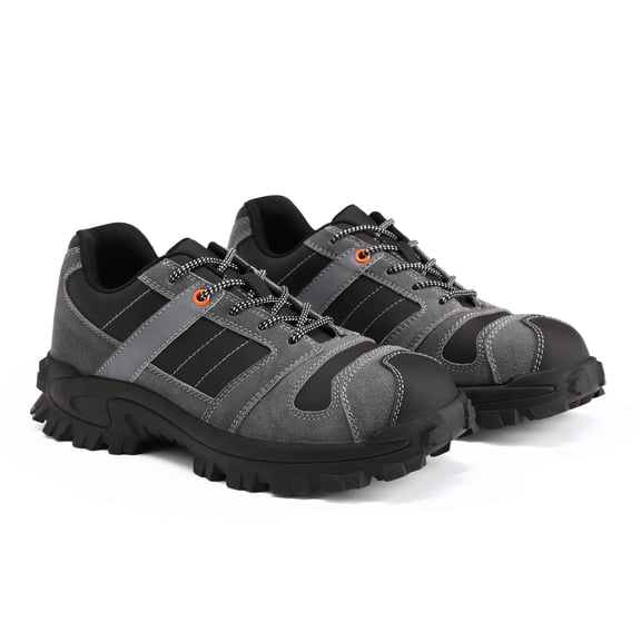 Youthup Men's Steel Toe Work Boots - Kevlar Anti-Puncture Ankle Safety Shoes with Non-Slip Sole