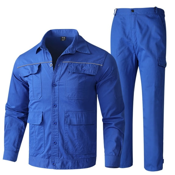 Youthup Men's Twill Cotton Summer Workwear Set, Durable 9-Pocket Work Shirt & Pants, Moisture-Wicking & Anti-Wrinkle Daily Outfit