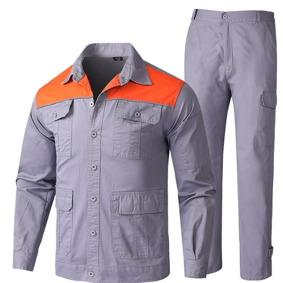 Youthup Men's Twill Cotton Summer Workwear Set, Durable 9-Pocket Work Shirt & Pants, Moisture-Wicking & Anti-Wrinkle Daily Outfit