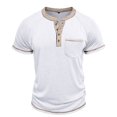 thumbnail image 1 of Youthup Men's Vintage-Inspired Half-Button Breathable T-Shirt with Chest Pocket for Urban Casual Wear, 1 of 6