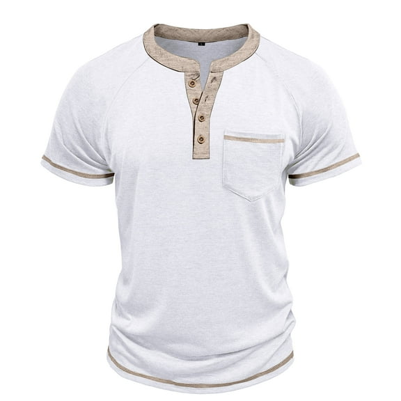 Youthup Men's Vintage-Inspired Half-Button Breathable T-Shirt with Chest Pocket for Urban Casual Wear