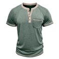 thumbnail image 1 of Youthup Men's Vintage-Inspired Half-Button Breathable T-Shirt with Chest Pocket for Urban Casual Wear, 1 of 8