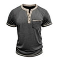 thumbnail image 1 of Youthup Men's Vintage-Inspired Half-Button Breathable T-Shirt with Chest Pocket for Urban Casual Wear, 1 of 8