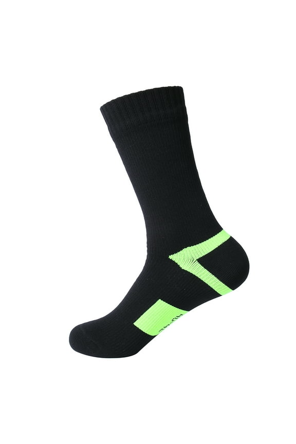 Men's Waterproof Colorblock Mid-Calf Athletic Socks, 200N Knit Sweat-Wicking Blister-Resistant Socks for Mountain Sports