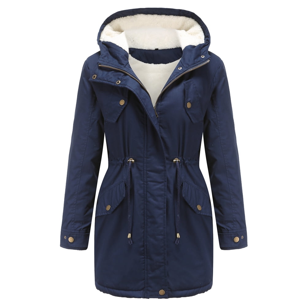 Youthup Women's Pure Color Hooded Parker Cotton Coat,Warm Winter Padded ...