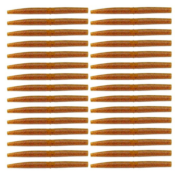 Youthyao 30Pcs Soft Fishing Lures With Salts Earthworm Fishing Baits Salts Scent Soft PVC Stick Baits Salts Easy to Use
