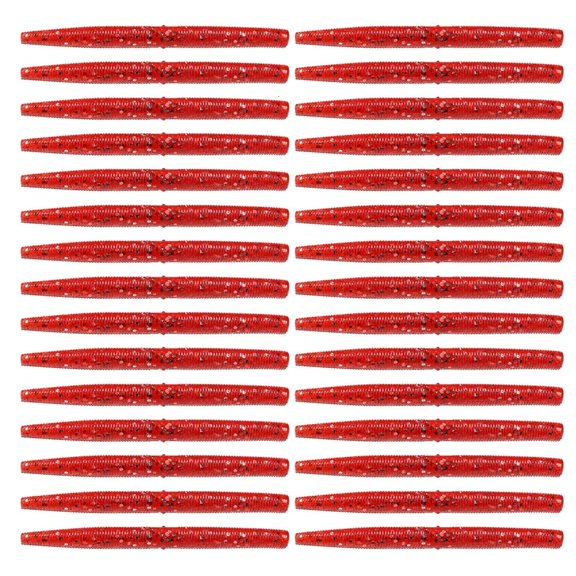 Youthyao 30Pcs Soft Fishing Lures With Salts Earthworm Fishing Baits Salts Scent Soft PVC Stick Baits Salts Easy to Use