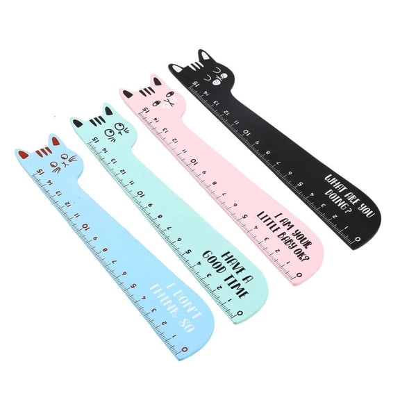 Youthyao 4PCS Kitten InspiredW00denRulers Measuring Tool Geometric Drafting Rulers for Architects and Art Students Drawing