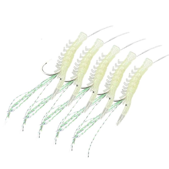 Youthyao 5 Pack Glow Fishing Rigs Trout Fishing Tackle Fishing Lures Rigs Shrimp String Hook Fishing Baits Shrimp Baits