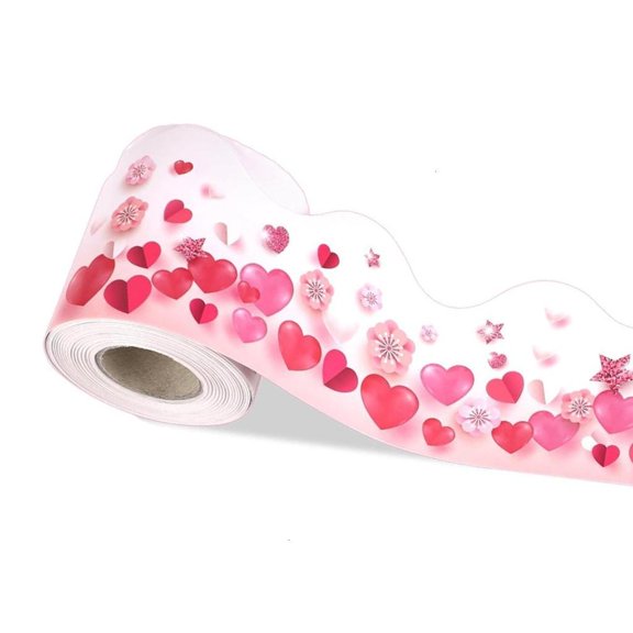 Youthyao 59ft Long Heart Border Sticker Valentine Border Trim Sticker for Bedroom Living Room Window Wall Wedding Decoration