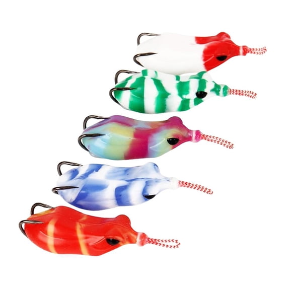 Youthyao 5Pcs Soft Frogs Baits Topwater Frogs Lures Double Hook Ray Frogs Crankbait Lures Swimbait for Saltwater Fishing
