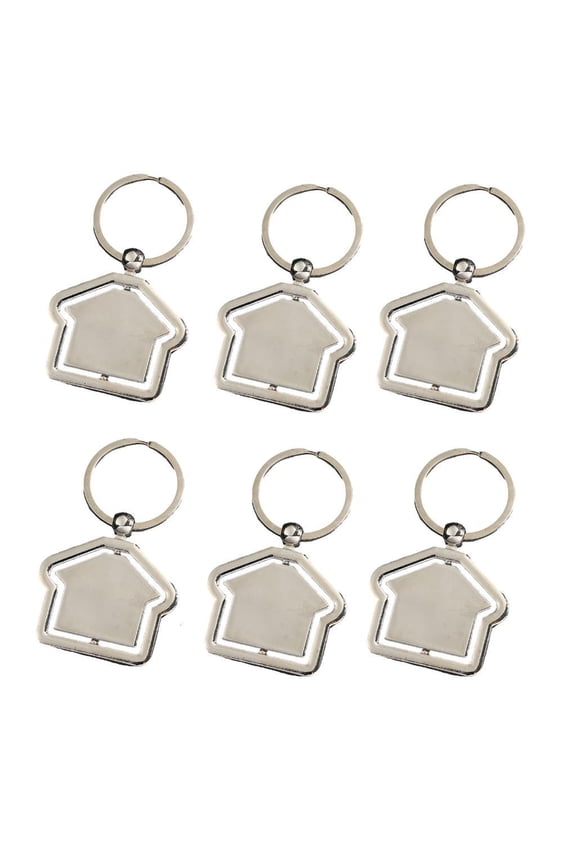 6 Pieces Home Keychains House Shape Pendant Keychain Car Keyrings Creative Chain Decorations Housewarming