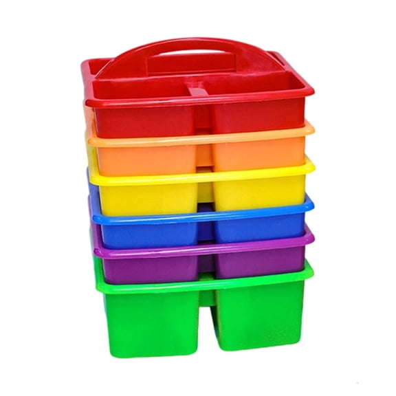 Youthyao 6Pcs Stackable Storage Basket With Handle 3 Section Organiser Case Portable Storage Bin For Art Supplies Craft Tool