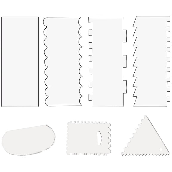 Youthyao 7 Pieces Clear Acrylic Cake Smoother Scraper Large Cake Comb for Buttercream Smoother Scraper
