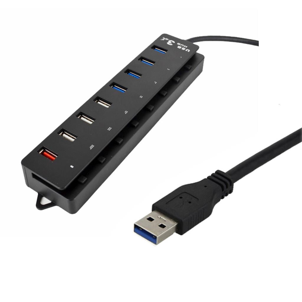 Youthyao 8 Port USB 3.0 2.0 Hub with Individual Switches 4x USB 3.0 3x USB 2.0 1x USB Charging Port USB Hub 3.0 Power Adapter