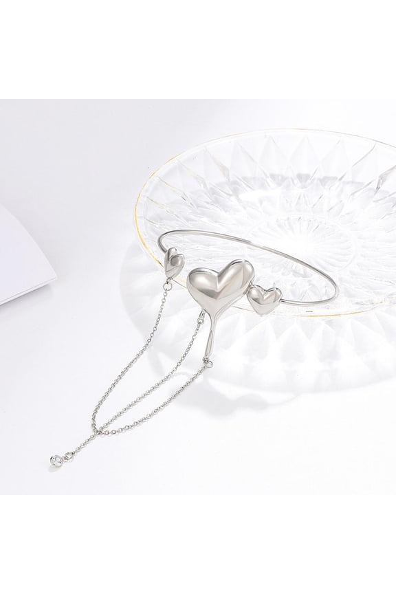Fashion Heart Tassel Charm Upper Arm Chain Bracelets for Women Armlet Opening