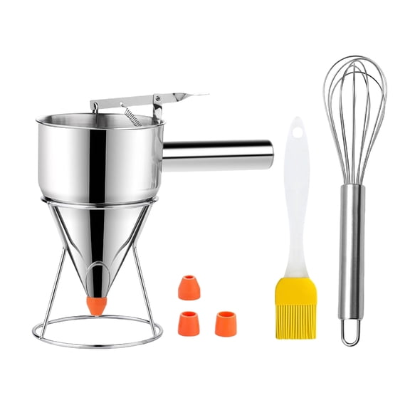 Youthyao Professional Pancake Batter Dispenser Stainless Steel Funnel Suitable for Baking Cupcake Waffles and More with Stand