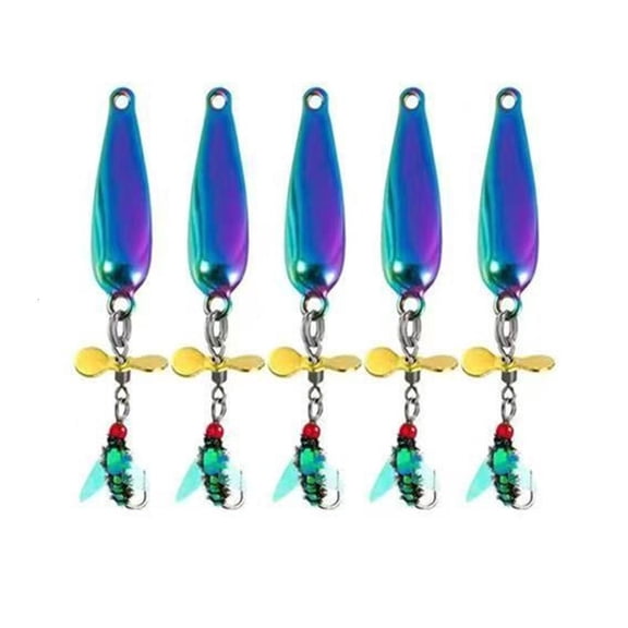 Youthyao Spoon Spinner Sequins Baits Fly Baits Fishing Tackle with Propellers 5pcs Fly Lures