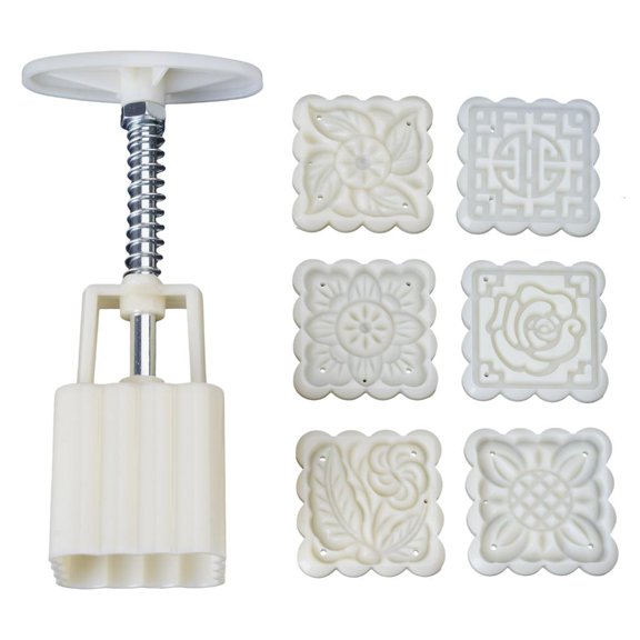 Youthyao Square Flower Pattern Dessert Press Cookie Stamp Chinese MidAutumn Dessert Maker Decorating Tool for Cookie