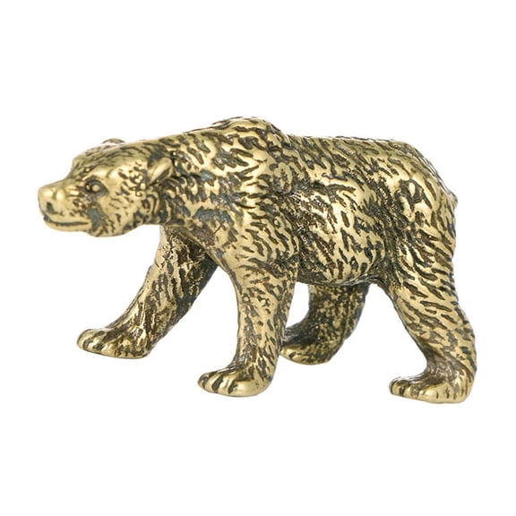 Youthyao Vintage Brass Bear Miniature Figurine Antique Ornament for Home Office Setting