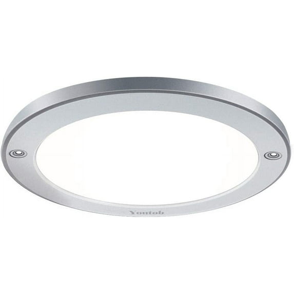 Youtob LED Flush Mount Ceiling Light, 15W 100 Watt Equivalent, 1200lm Brushed Silver Round Lighting Fixture for Closets, Kitchens, Stairwells, Basements, Bedrooms, Washrooms (Cool White 4000K)