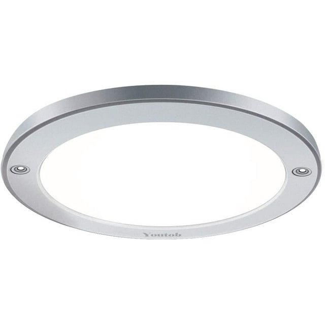 Youtob LED Flush Mount Ceiling Light, 15W 100 Watt Equivalent, 1200lm Brushed Silver Round