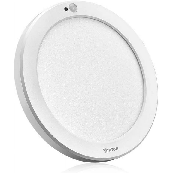 Youtob Motion Sensor Light LED Ceiling Light with 30s/180s Timeout Adjustable 3 Colors,15W 1500lm Round Lighting Fixture for Porches, Closets, Stairs(3000k/4000k/5000k Available) (White)